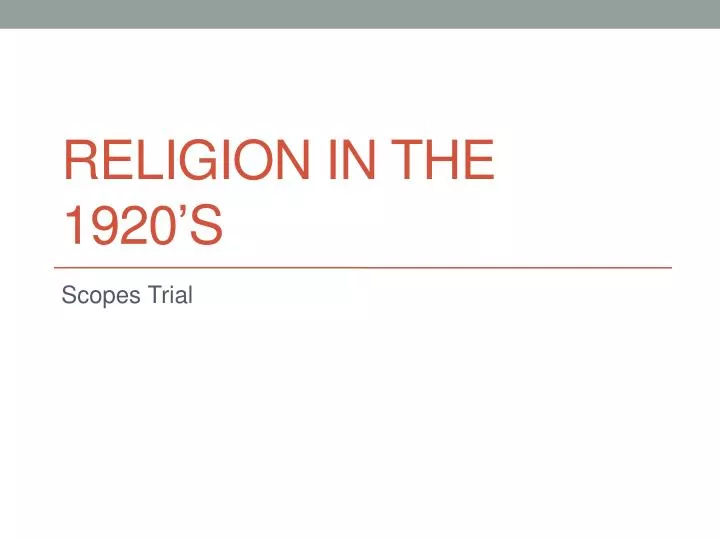 religion in the 1920 s