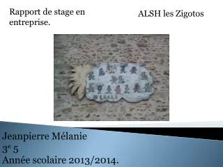 Jeanpierre Mélanie 3 e 5 Année scolaire 2013/2014.