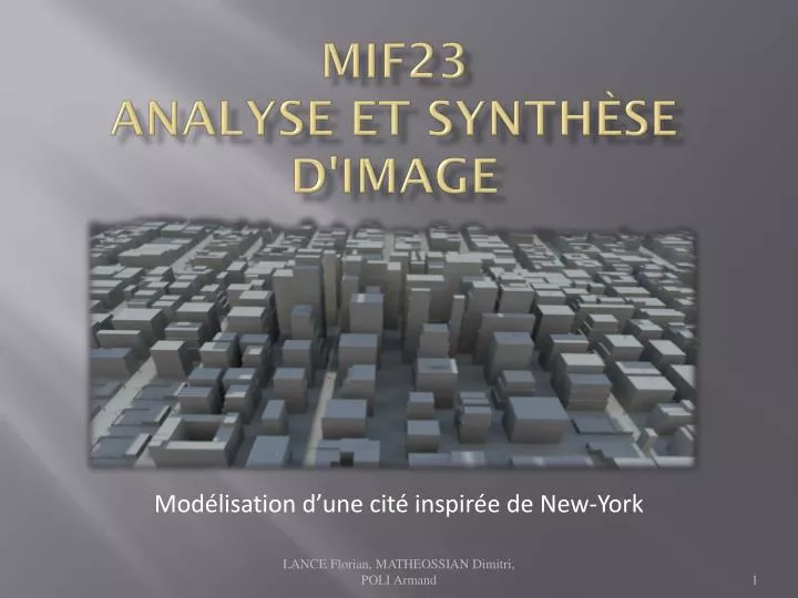 mif23 analyse et synth se d image