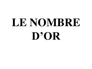 le nombre d or