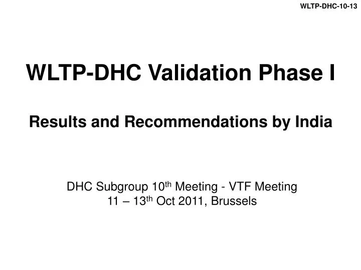 wltp dhc validation phase i results and recommendations by india