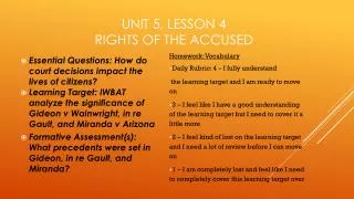 Unit 5, Lesson 4 Rights of the Accused