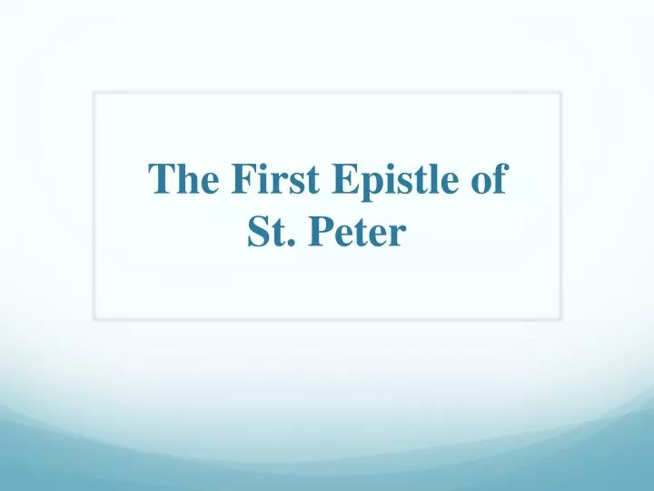the first epistle of st peter