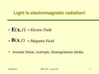 Light is electromagnetic radiation!