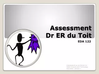 Assessment Dr ER du Toit