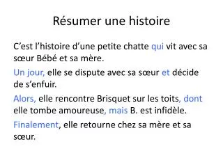 r sumer une histoire