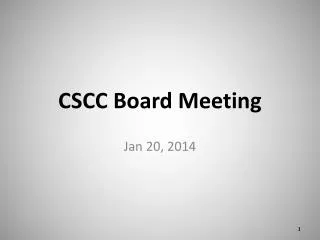 CSCC Board Meeting