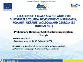 Preliminary Results of Stakeholders Investigation Georgia Network meeting 2