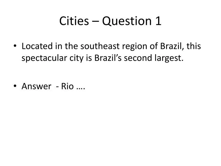 cities question 1
