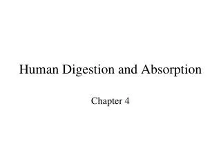 Human Digestion and Absorption