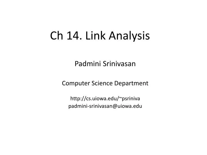 ch 14 link analysis