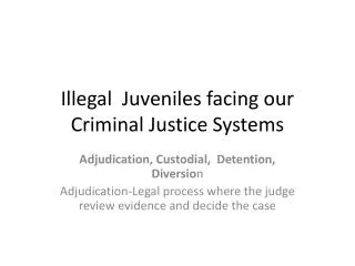 Illegal Juveniles facing our Criminal Justice Systems