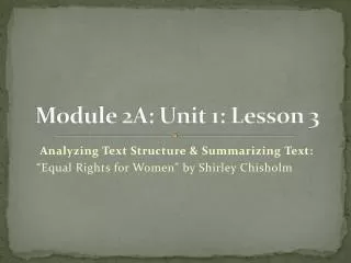 Module 2A: Unit 1: Lesson 3