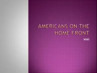 Americans on the Home Front