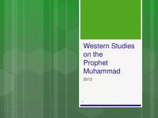 Western Studies on the Prophet Muhammad
