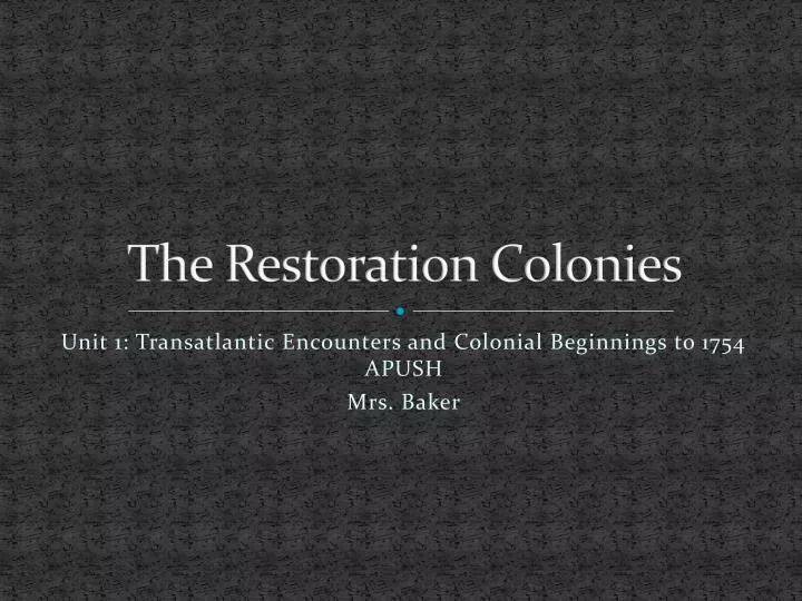 the restoration colonies