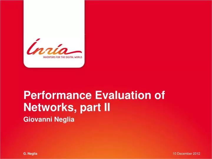 performance evaluation of networks part ii