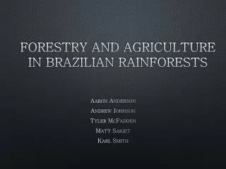 Forestry and Agriculture in Brazilian Rainforests