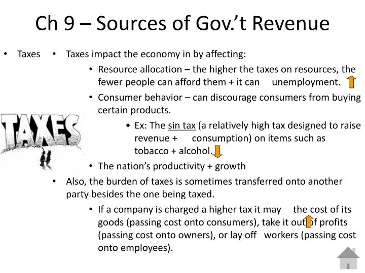 ch 9 sources of gov t revenue