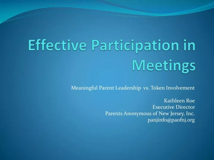 effective participation in meetings