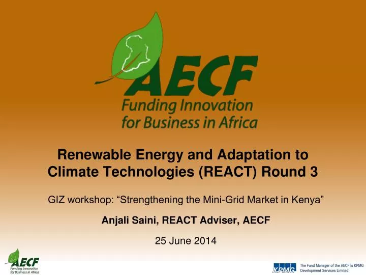 renewable energy and adaptation to climate technologies react round 3