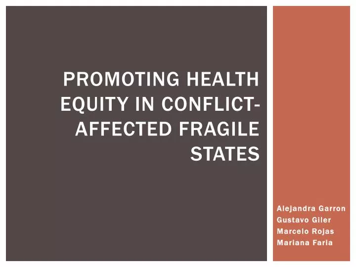 promoting health equity in conflict affected fragile states