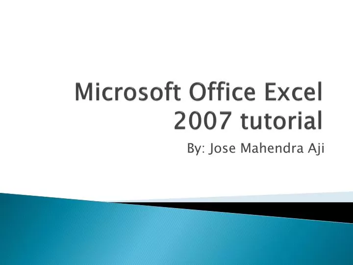 microsoft office excel 2007 tutorial