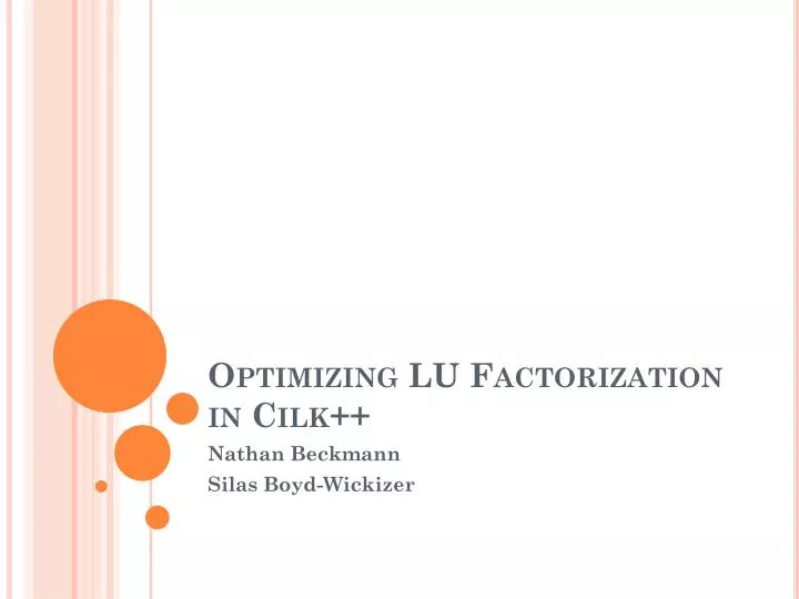 optimizing lu factorization in cilk