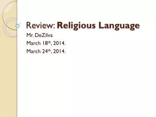 Review: Religious Language