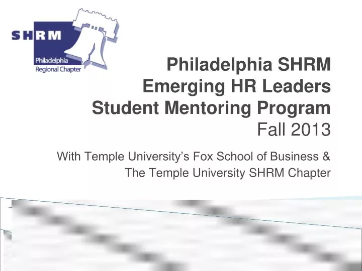 philadelphia shrm emerging hr leaders student mentoring program fall 2013