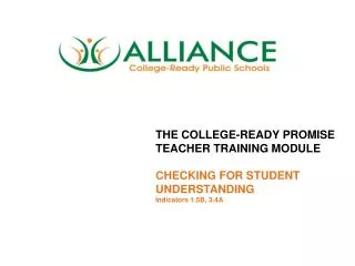 THE COLLEGE-READY PROMISE TEACHER TRAINING MODULE