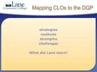 Mapping CLOs to the DQP