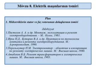 Mövzu 8. Elektrik maşınlarının təmiri