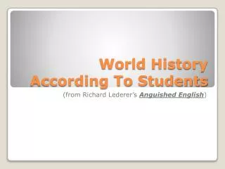 World History According To Students