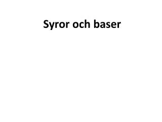 syror och baser