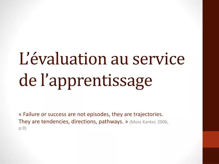 l valuation au service de l apprentissage