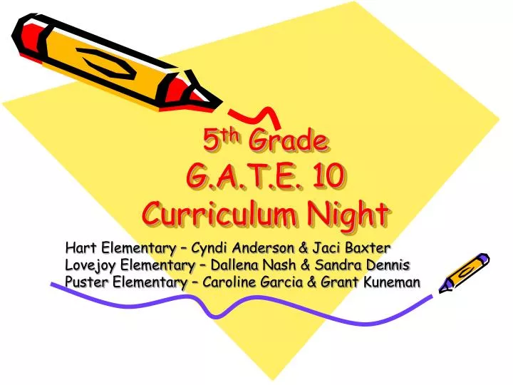 5 th grade g a t e 10 curriculum night