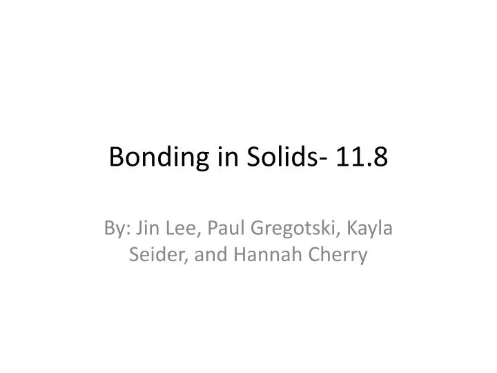 bonding in solids 11 8