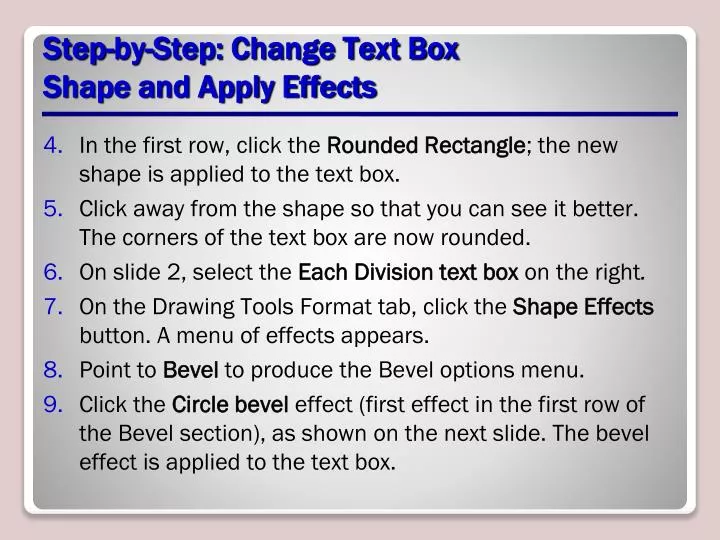 step by step change text box shape and apply effects