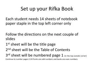 Set up your Rifka Book