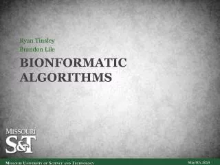 BIONFORMATIC aLGORITHMS