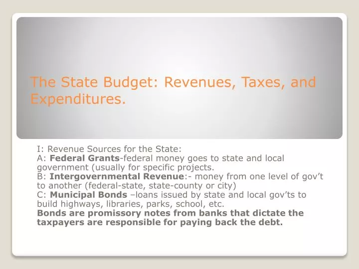 the state budget revenues taxes and expenditures