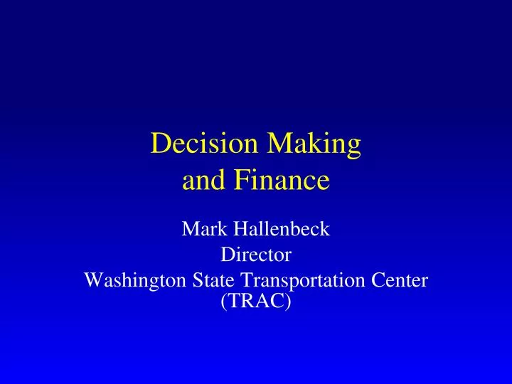decision making and finance