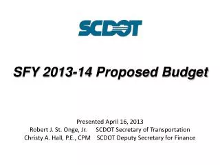 SFY 2013-14 Proposed Budget