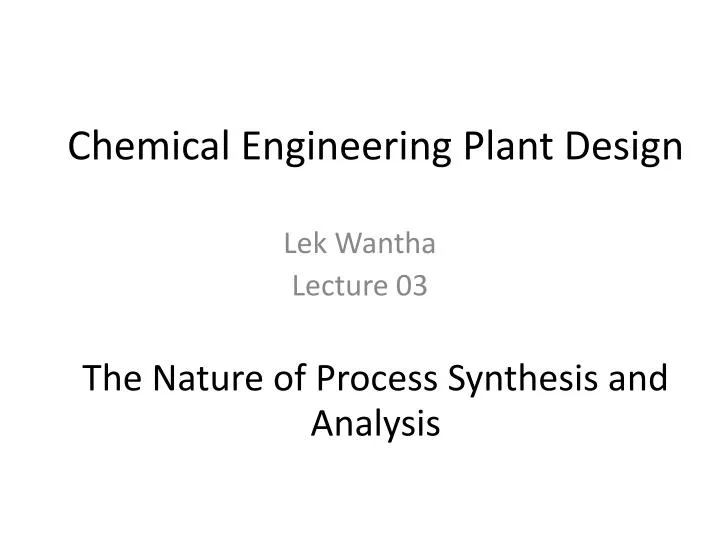 chemical engineering plant design