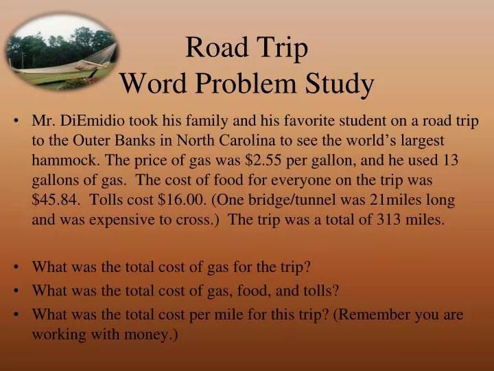 road trip word problem study