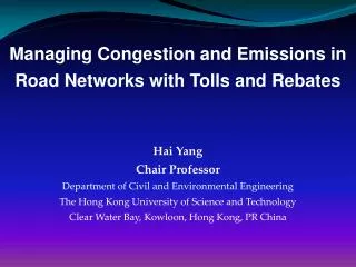 Managing Congestion and Emissions in Road Networks with Tolls and Rebates