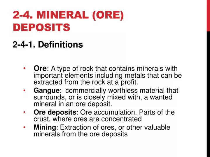 2 4 mineral ore deposits