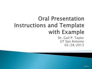 Oral Presentation Instructions and Template with Example