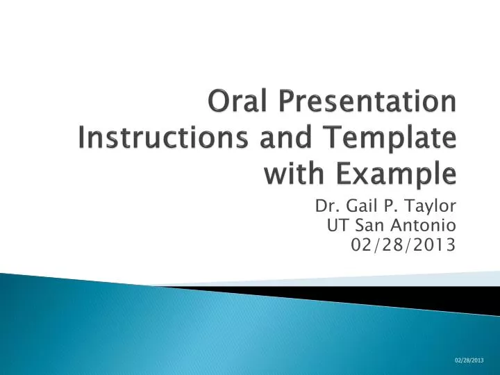 oral presentation instructions and template with example